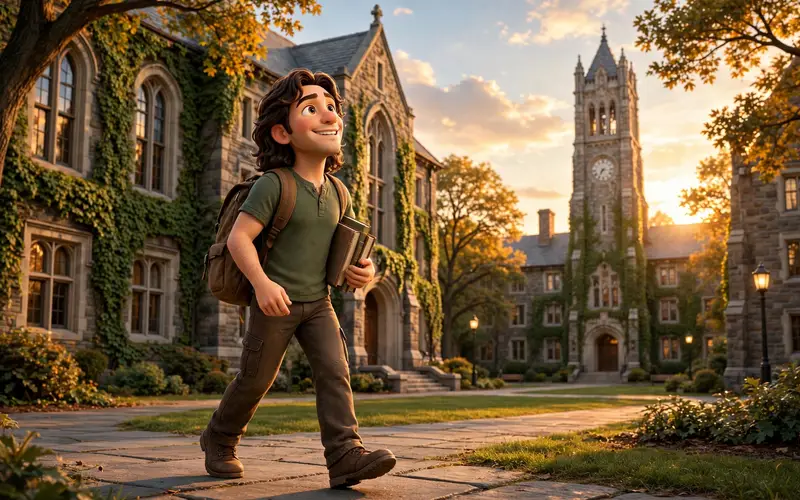 Mike on the Starvard campus on his first day