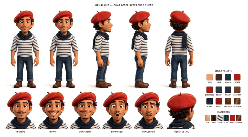 Henri Hue character reference sheet