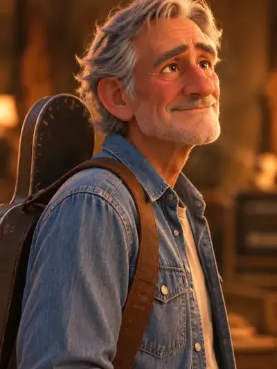Old Ray, portrait of a kind older musician in warm light