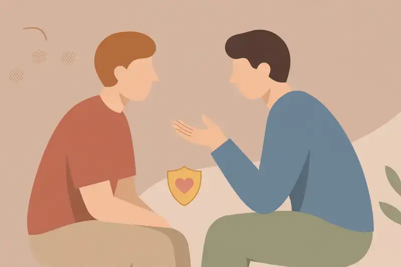 Two people in conversation, one listening with trust